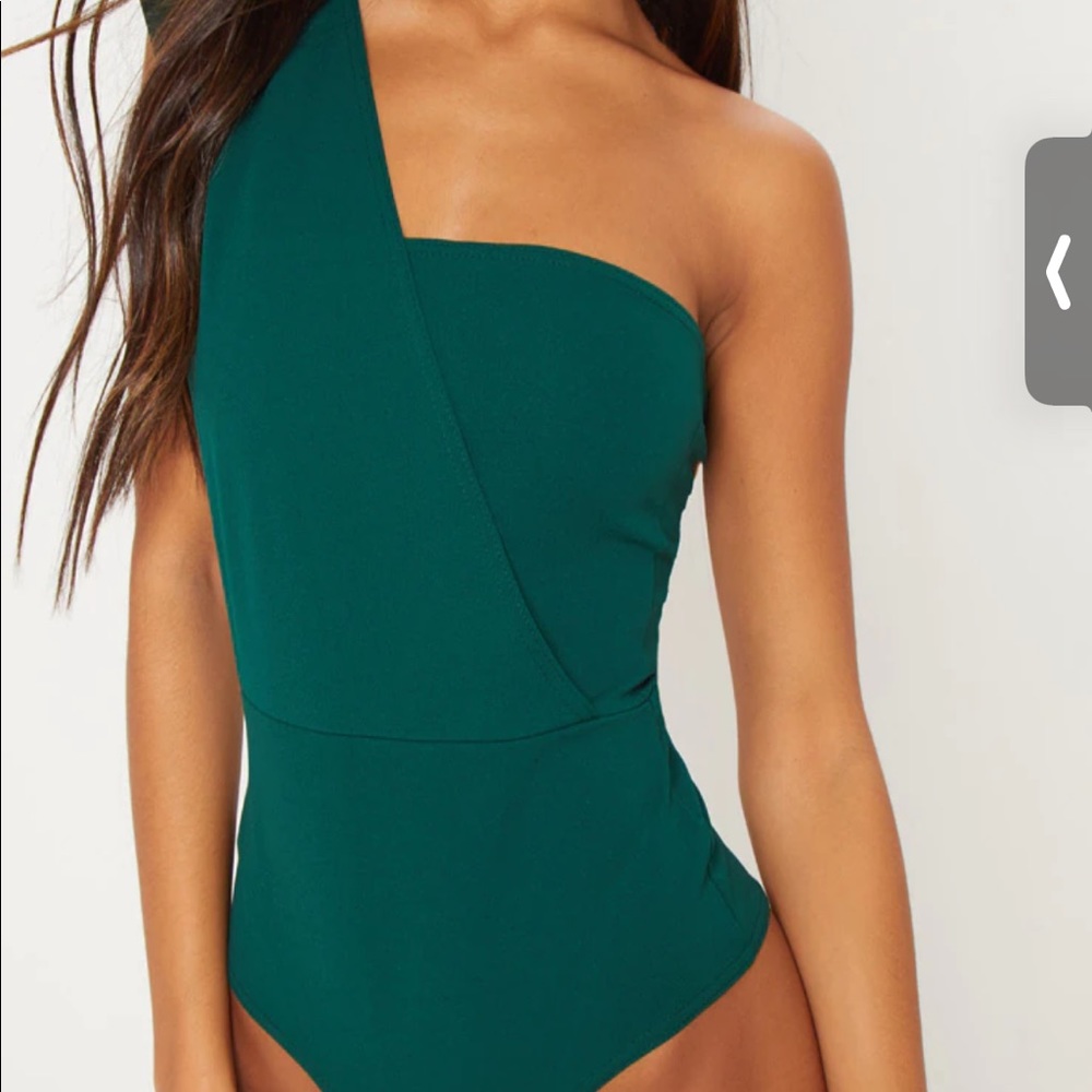 Emerald one shoulder bodysuit